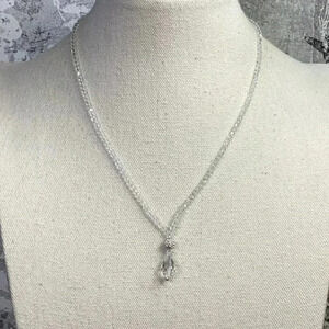 Dainty Clear Glass Faceted Necklace with Crystal Pendant